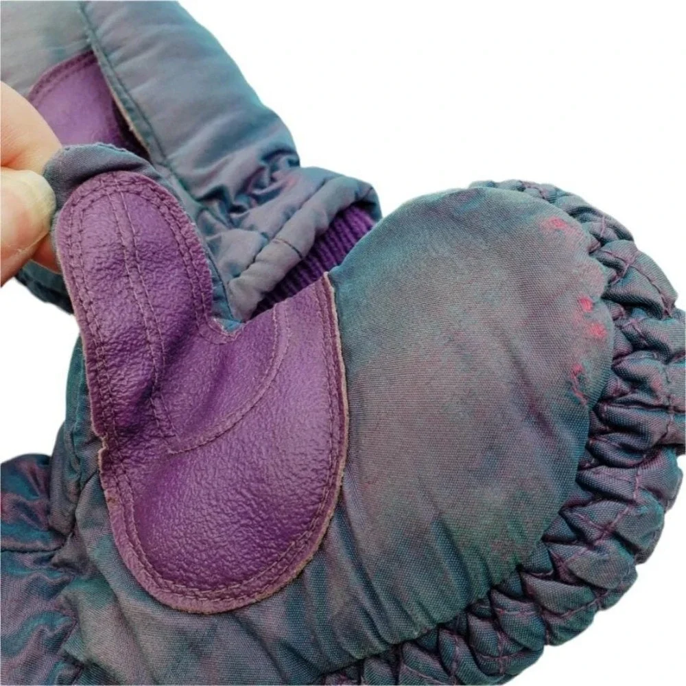 Vintage Thinsulate Quilted‎ Mittens Iridescent Purple Kids Winter Youth Sz 2-4